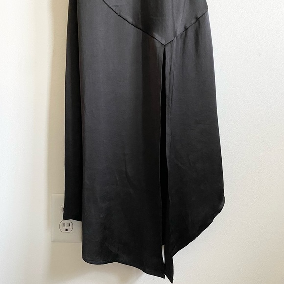 Express Satin V-Neck Midi Slip Dress Black - Picture 5 of 9